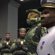 Master Chief stands next to Sergeant Johnson in Halo 2.